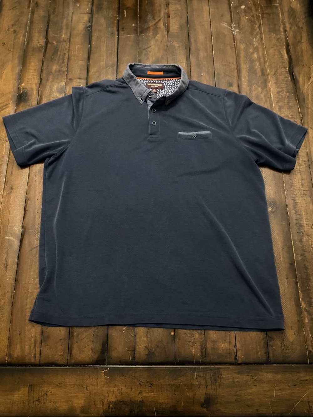 Johnston & Murphy Gray Snap-Button Polo with Chest Pocket – Size XL